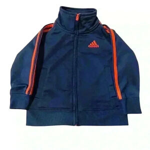 Baby Adidas Navy Blue and Orange Track Jacket. Zip up